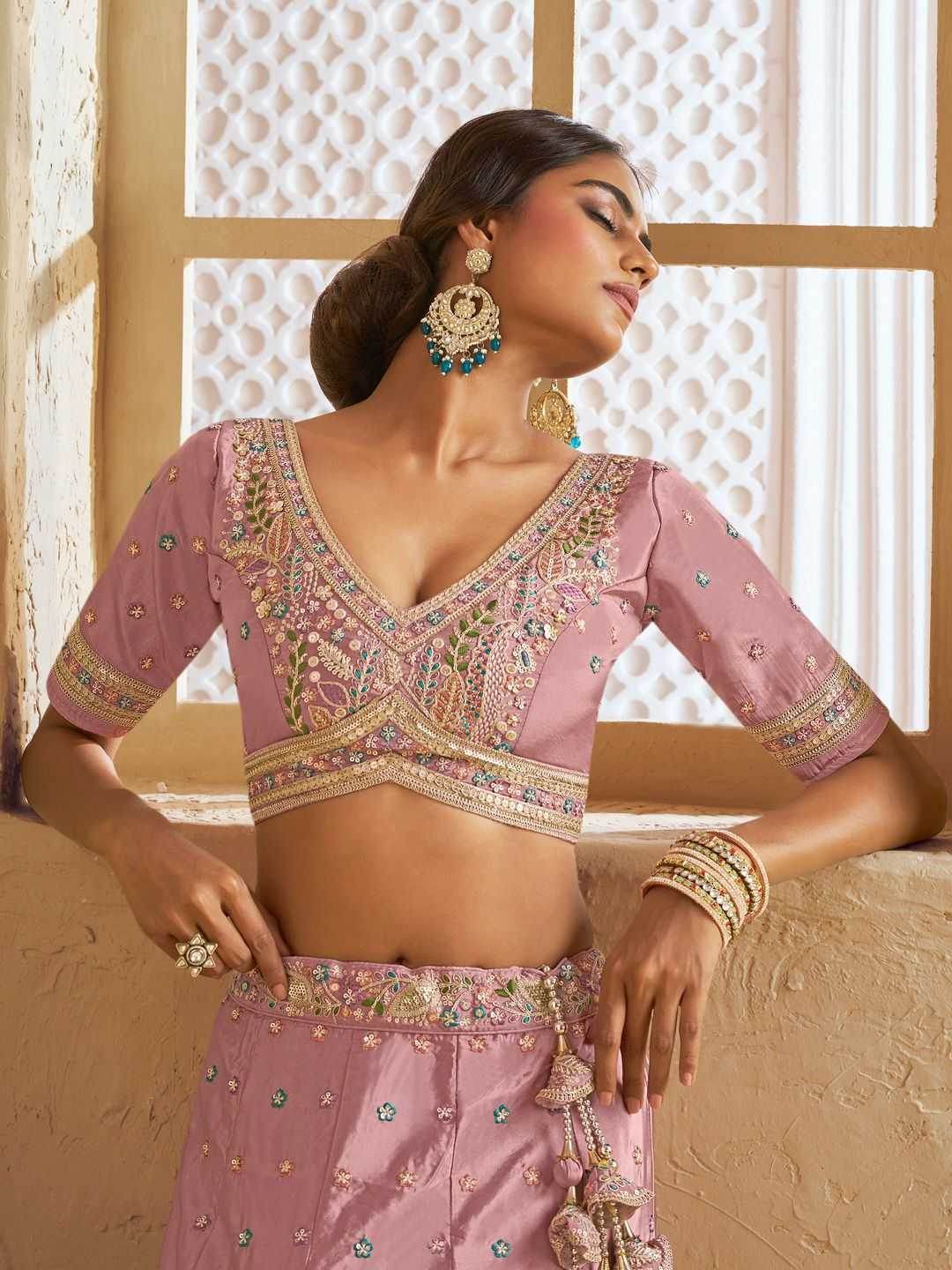 Satin Silk Designer Pink Lehenga - MYLUXURY LANE ENTERPRISE